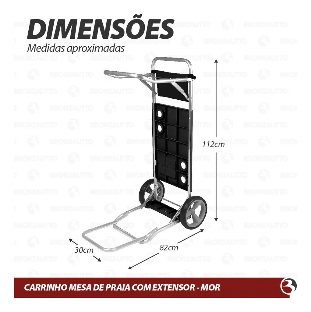 Carrito Mor De Playa Aluminio Para Conservadora Y Reposera Negro