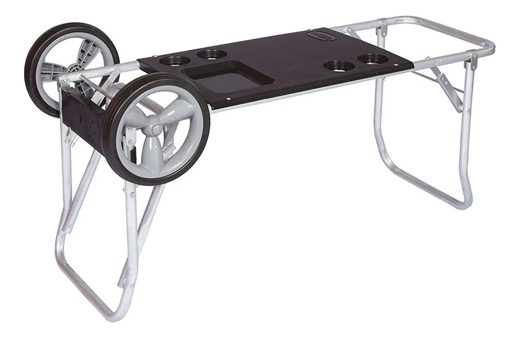 Carrito Mor De Playa Aluminio Para Conservadora Y Reposera Negro