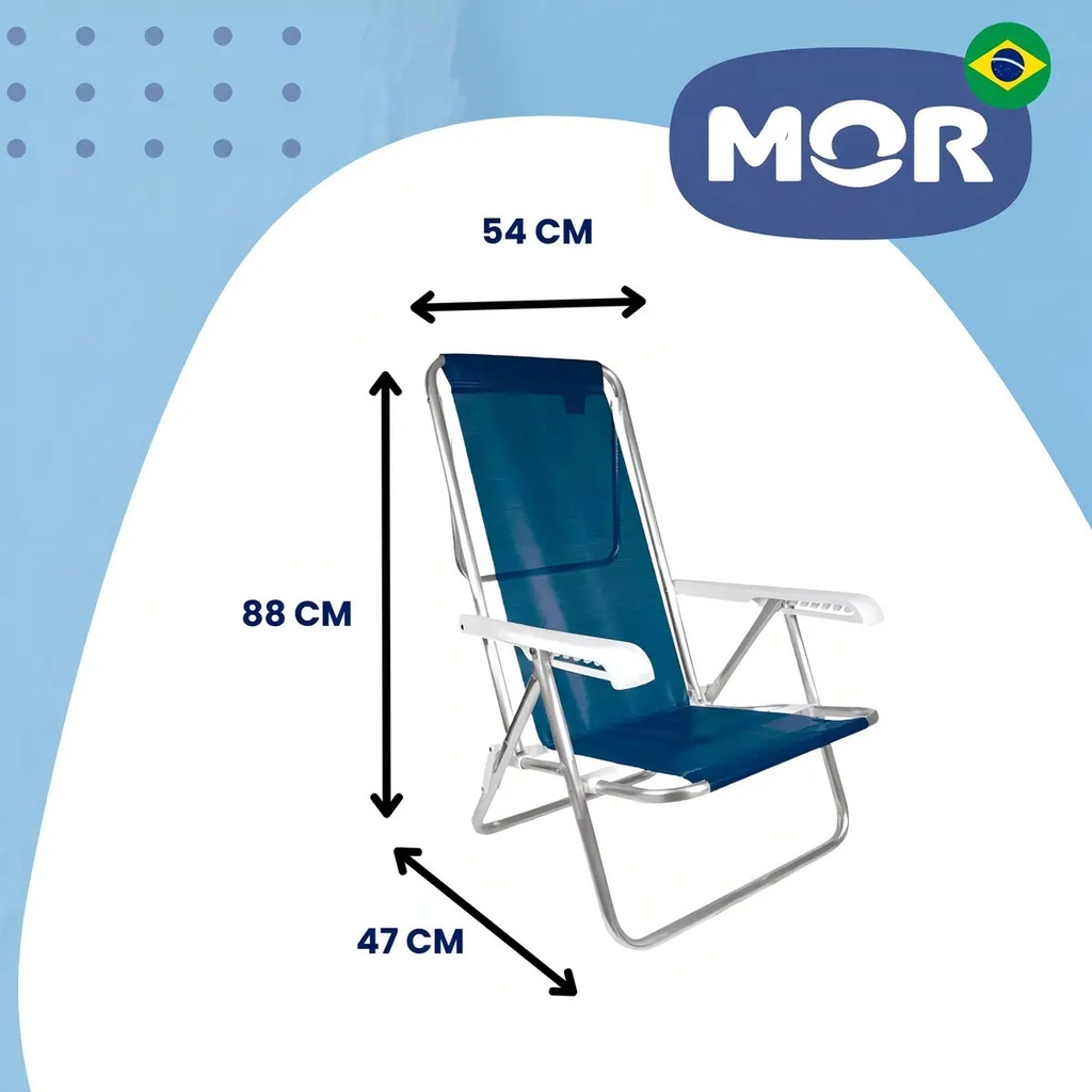 Mor Reposera Sillón 8 Posiciones Aluminio Color Azul