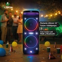 Torre De Sonido Parlante Ultrom Tulum 15000w Luces Led 2x12 Negro