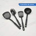 Baterias De Cocina Kanji Gourmet 9 Piezas Antiadherente Mármol Negro