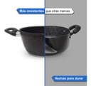 Baterias De Cocina Kanji Gourmet 9 Piezas Antiadherente Mármol Negro