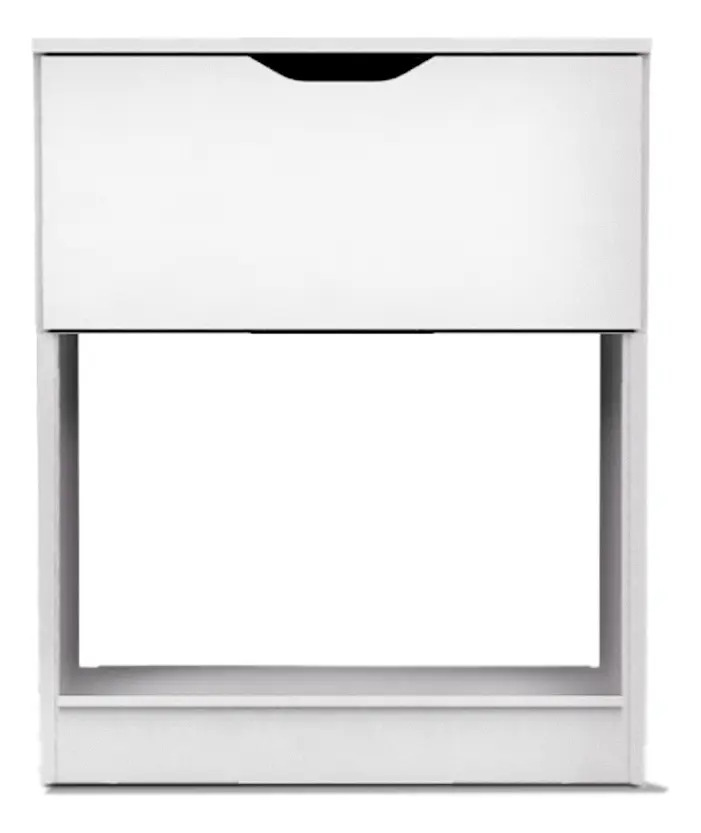 Mesa De Luz Con Cajon C/corredera Vitta Blanco 40x35,5x56,5 Lustrado Blanco