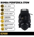 Bomba Periferica Konan 1/2hp Altura 28mts Caudal 28 L/min Negro 50 Hz Monofásica