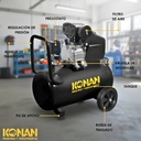 Compresor De Aire Con Kit Konan 40 Lts 2hp 8 Bar 135 L/min Doble Salida Manometro Monofasico Negro 50 Hz Monofásica
