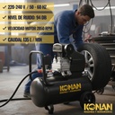 Compresor De Aire Con Kit Konan 40 Lts 2hp 8 Bar 135 L/min Doble Salida Manometro Monofasico Negro 50 Hz Monofásica