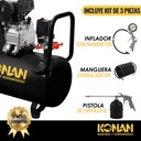 Compresor De Aire Con Kit Konan 40 Lts 2hp 8 Bar 135 L/min Doble Salida Manometro Monofasico Negro 50 Hz Monofásica