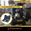 Compresor De Aire Con Kit Konan 40 Lts 2hp 8 Bar 135 L/min Doble Salida Manometro Monofasico Negro 50 Hz Monofásica