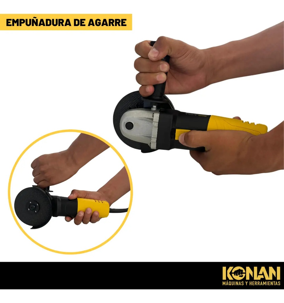 Amoladora Angular Konan 115mm 720w Corte Y Desbaste Eléctrica Amarillo Y Negro 50