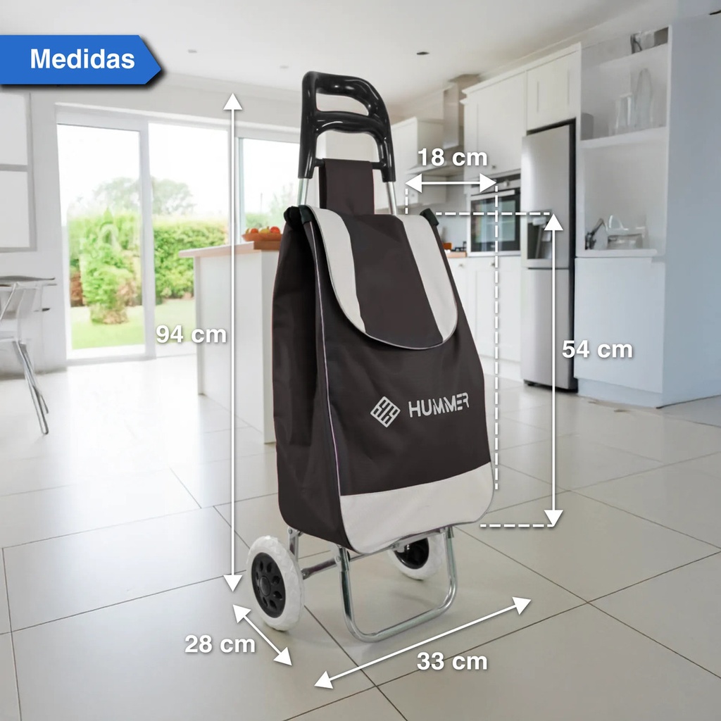 Changuito De Compras Reforzado 35 L Plegable Mercado Y Hogar Negro