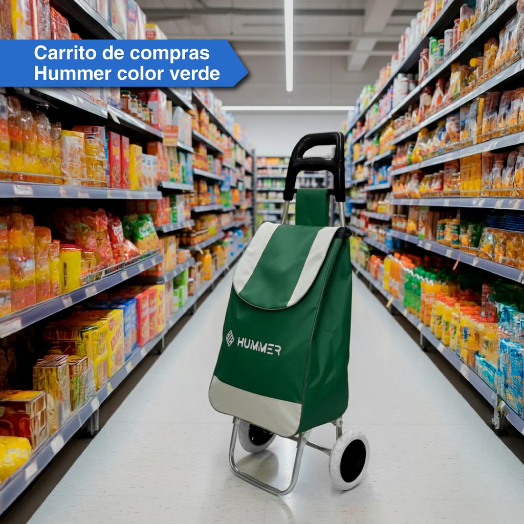 Changuito De Compras Reforzado 35 L Plegable Mercado Y Hogar Verde