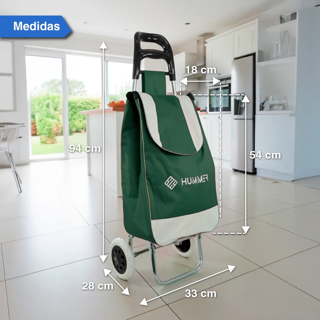 Changuito De Compras Reforzado 35 L Plegable Mercado Y Hogar Verde
