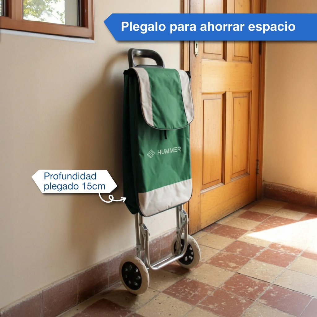 Changuito De Compras Reforzado 35 L Plegable Mercado Y Hogar Verde