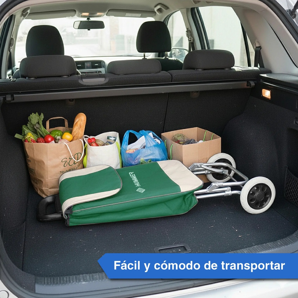Changuito De Compras Reforzado 35 L Plegable Mercado Y Hogar Verde