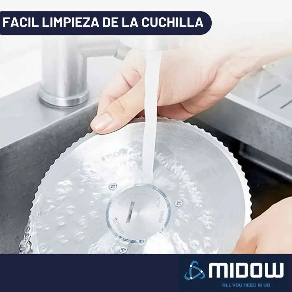 Cortadora Fiambres Y Alimentos Familiar Midow Corte 1-15mm Gris