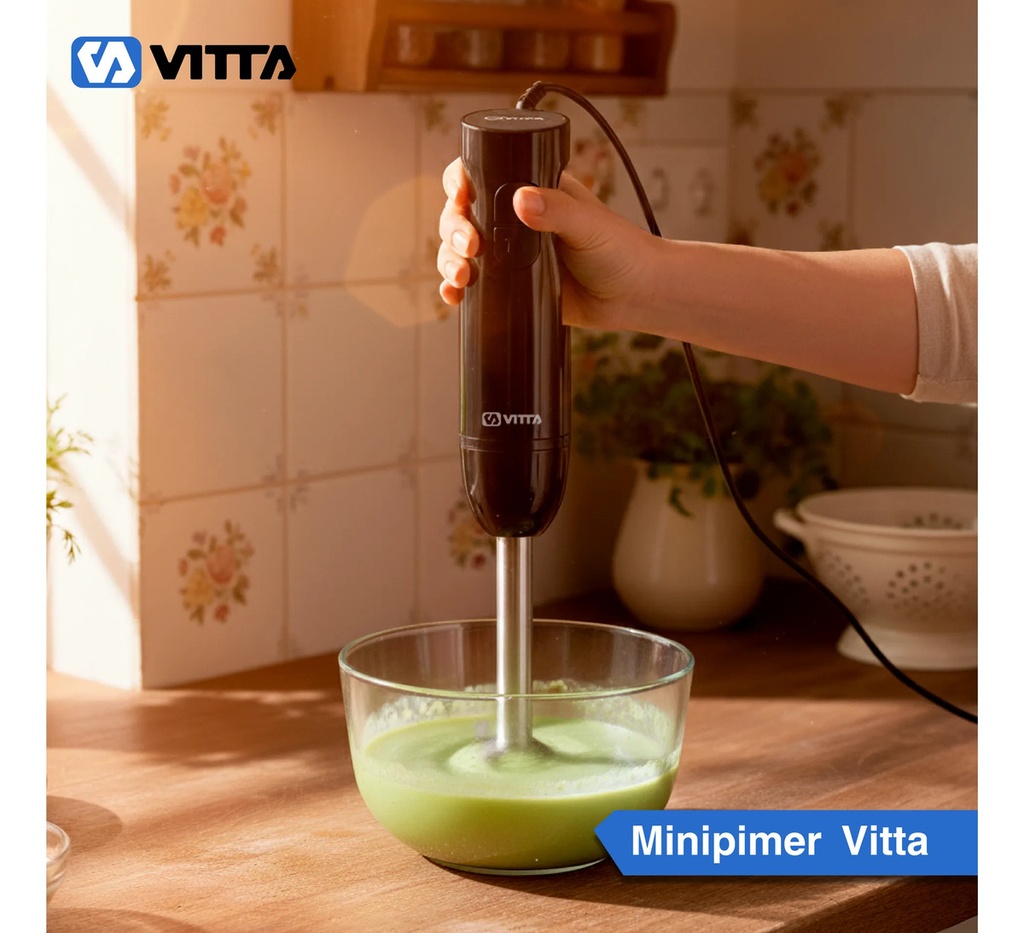 Minipimer Mixer Vitta 800w 2 Vel Acero Inoxidable Negra Negro