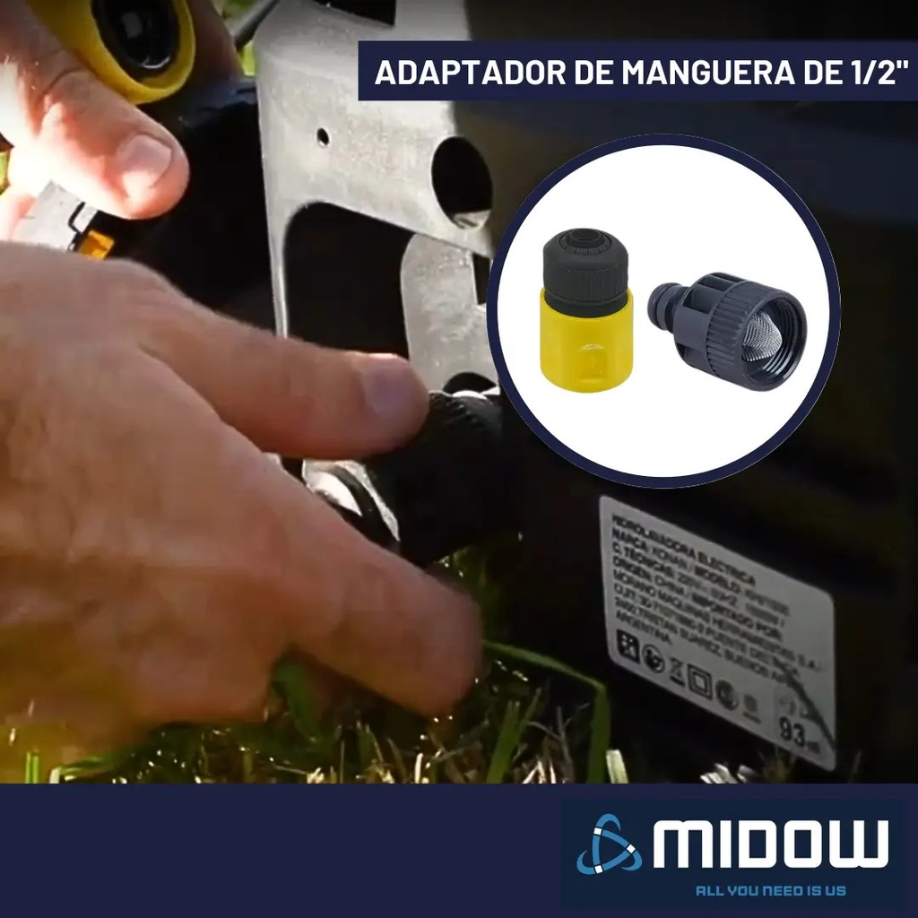 Hidrolavadora Midow 1300w 105 Bar Caudal 360 L/h Accesorios Celeste 50hz