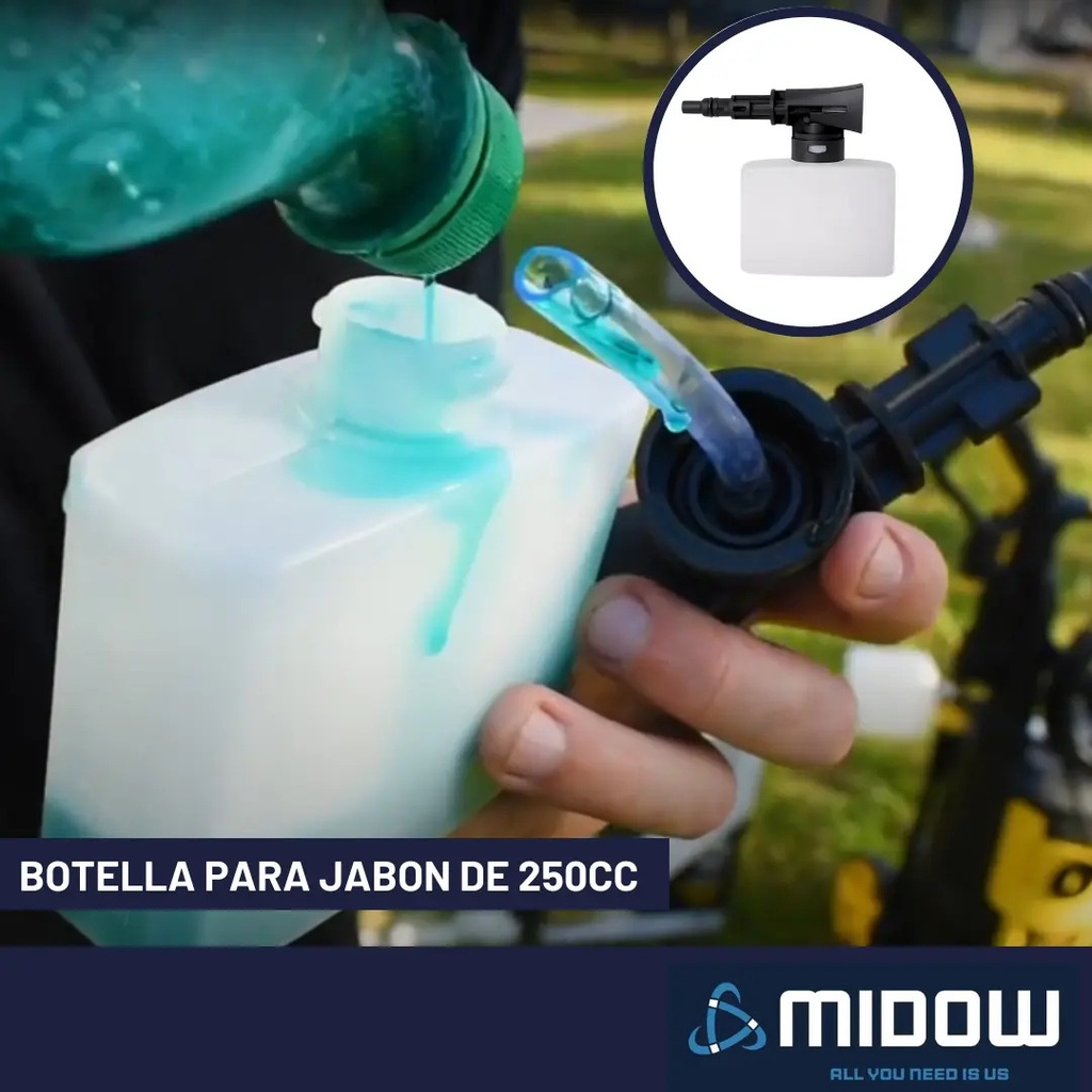Hidrolavadora Midow 1300w 105 Bar Caudal 360 L/h Accesorios Celeste 50hz