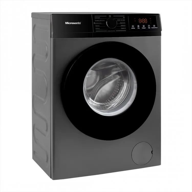 Lavarropas Automático Microsonic 8kg Inverter Frontal Gris Blanco