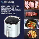 Freidora De Aire Sin Aceite Midow 3.5 Lts 1200w Display Led Negro