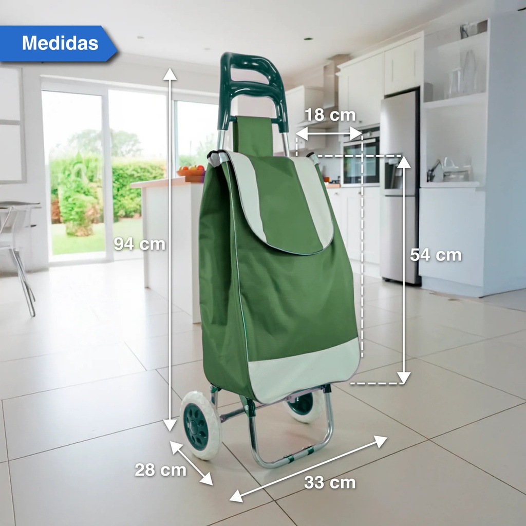 Changuito De Compras Reforzado 35 L Plegable Mercado Y Hogar Verde Oscuro
