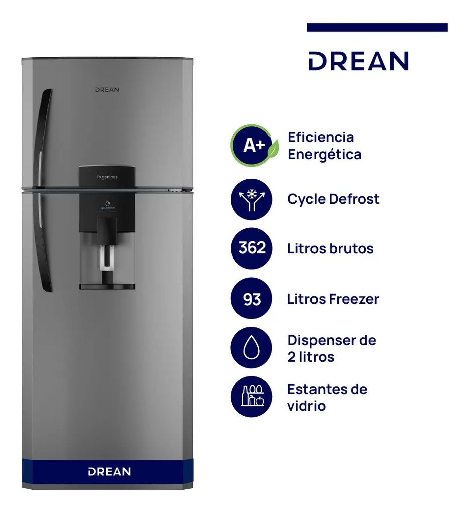 Heladera Con Freezer Cíclica 362 L Gris Drean Hdr370f61e Gris