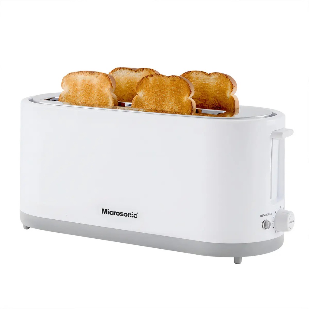 Tostadora Eléctrica Microsonic 4 Panes Rebanadas 7 Niveles Color Blanco