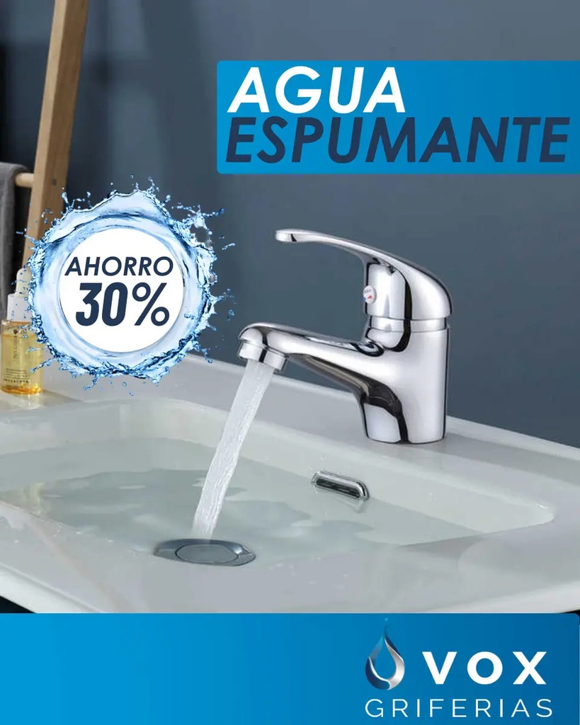 Griferia Monocomando Vox 035mm Acero Inox Cromado Vanitory Cromoda Cromado