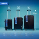 Set 3 Valijas Rig Aeropostable 20 24 28 C/black Ruedas 360 Negro Rayas