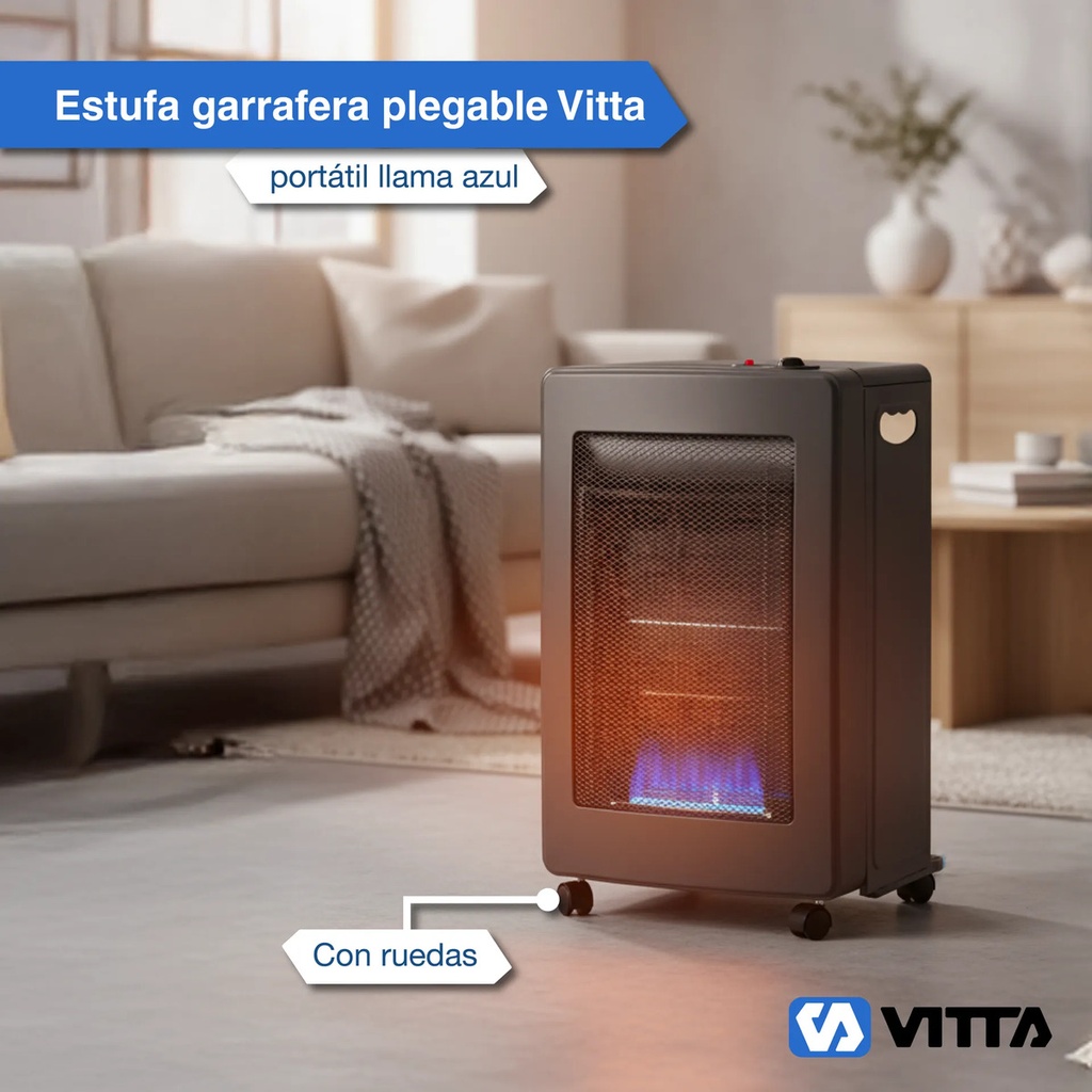 Estufa Garrafera Vitta Plegable Color Gris Llama Azul12 Gris Oscuro