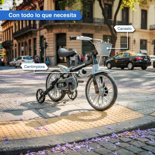 [5706] Bicicleta Rodado 12 Ruedas Goma Fiat 500 Con Cantimplora (Gris)