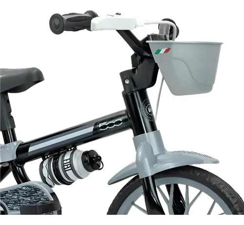 [5706] Bicicleta Rodado 12 Ruedas Goma Fiat 500 Con Cantimplora (Gris)
