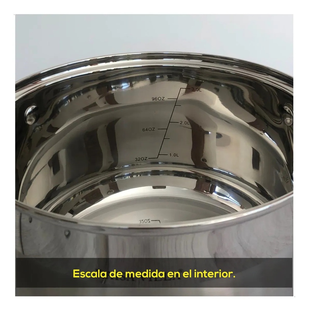 Cacerola Olla 24 Cm Acero Quintuple Fondo Inducción Plateado Plateado