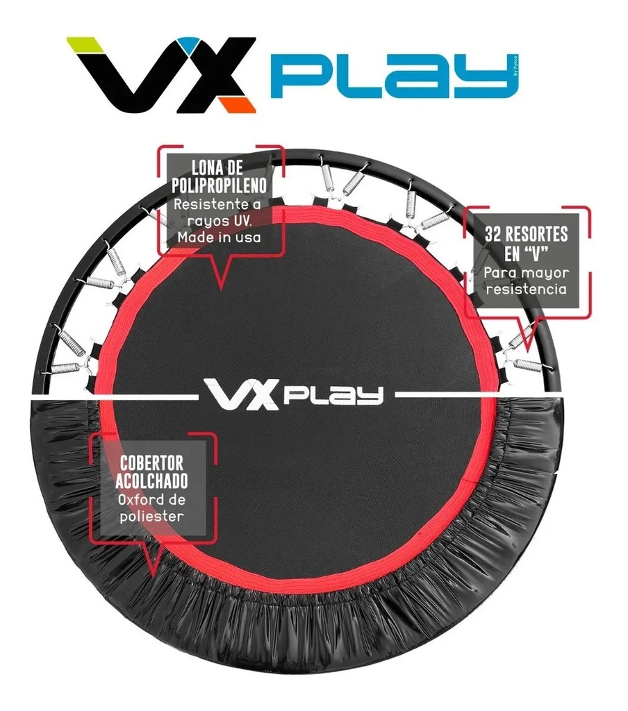 * Mini Trampolin Vxplay 1mts Gimnasia Fitness Profesional Negro