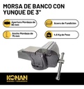 Morsa De Banco Konan Kmo/3 90x75mm Con Yunque Profesional Fija Gris