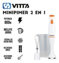 Minipimer Licuadora De Mano Vitta 2 En 1 800w Blanco