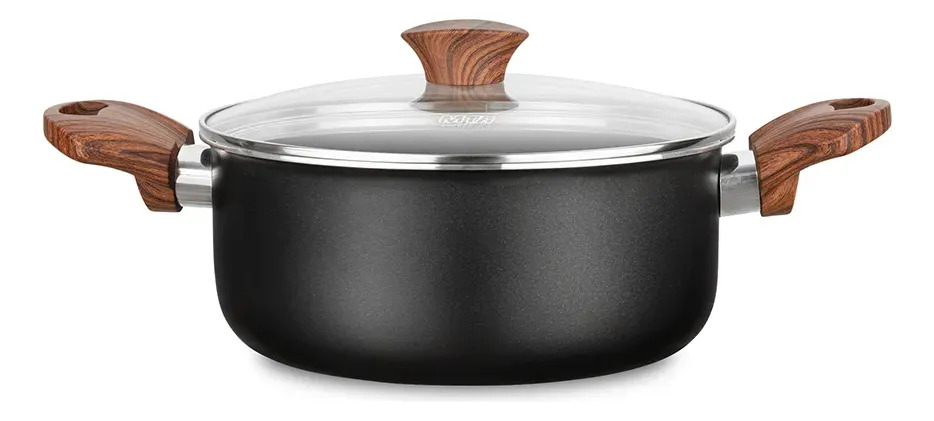 Batería Cocina Cacerola Aluminio X 5 Pzas Negro Cerámica Mta Negro