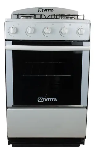 [5560] Cocina Vitta 4 Hornallas 52cm Puerta Y Respaldar De Vidrio (BLANCO GAS ENVASADO)