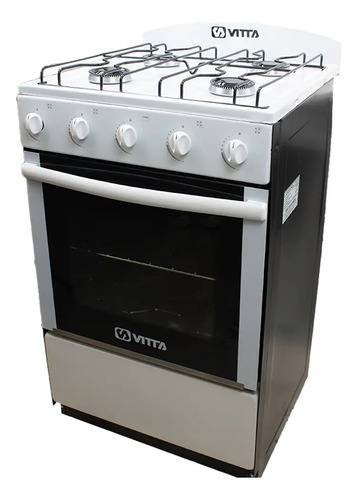 [5560] Cocina Vitta 4 Hornallas 52cm Puerta Y Respaldar De Vidrio (BLANCO GAS ENVASADO)