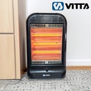 Estufa Infrarroja Vitta Halogena 3 Velas Fija 1200w - V-523 Negro