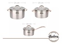 Set 3 Ollas Cacerolas Hudson Acero Inox Golden Inducción  Acero