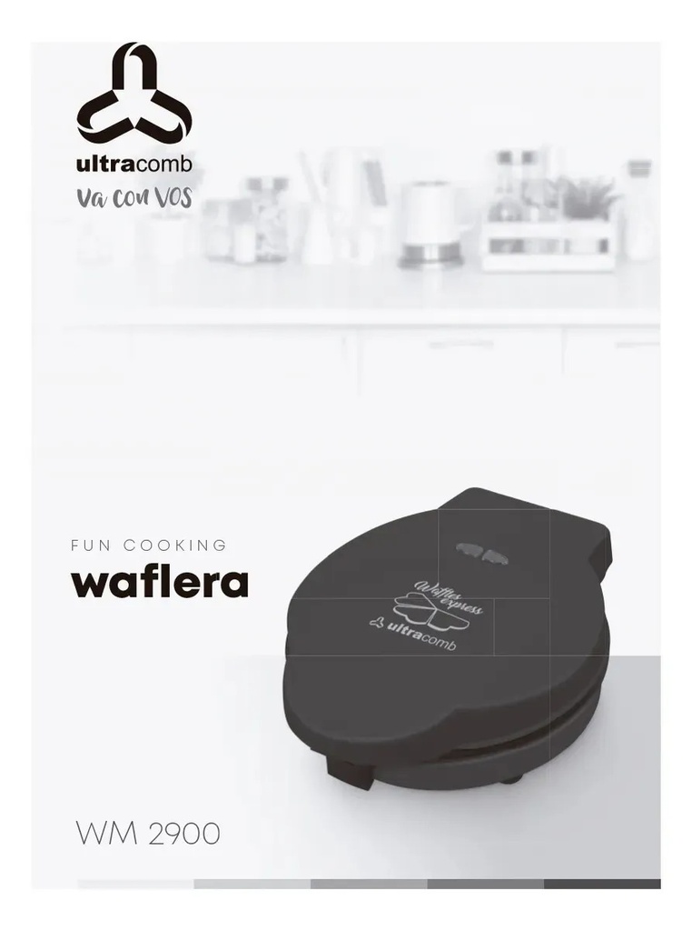 Wafflera Ultracomb Wm-2900 850w Antiadherente Termostato Automático Superficie Fría Al Tacto Negro