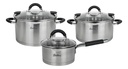 Juego 3 Ollas Acero Inoxidable Triple Fondo - Hudson 6 Pzas Color Plateado