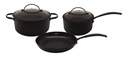 Set Olla Cacerola Sartén Hudson Tbk01 Total Black Inducción 5 Pzs Color Negro