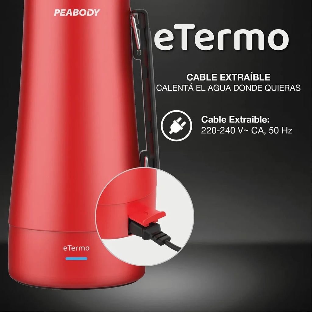 Termo Eléctrico Peabody Pe-eta1001r Rojo Dos En Uno 1lt