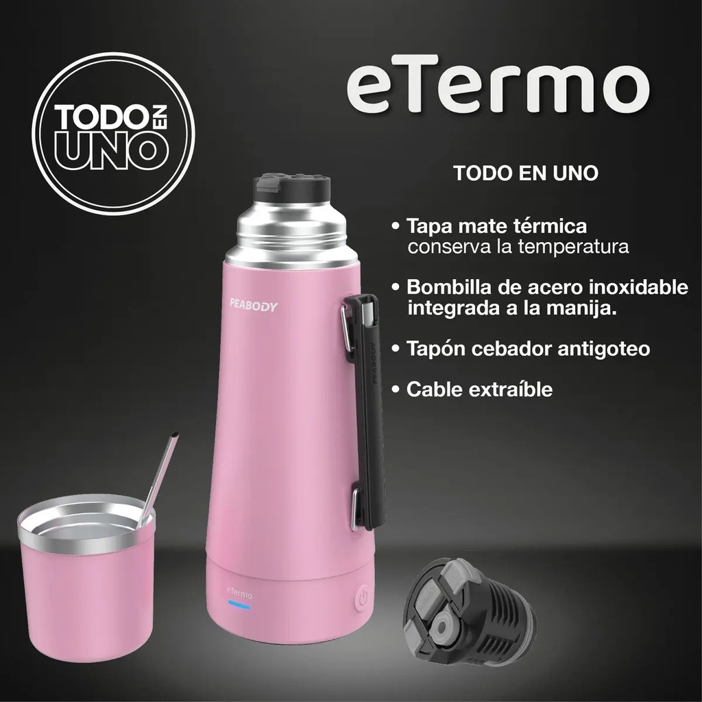Termo Peabody Etermo Pe-et1001p De Acero Inoxidable 1l Rosa