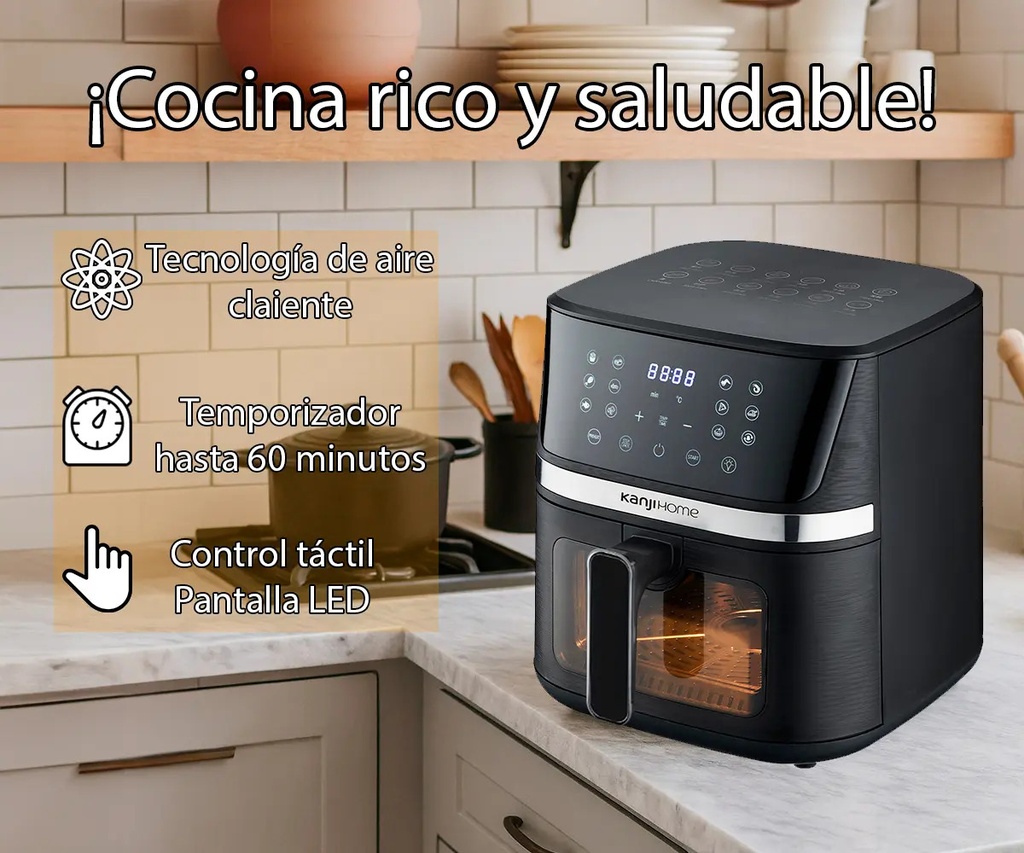 Freidora De Aire Kanji 8 Litros Kjh-1700dc 1700w Negro