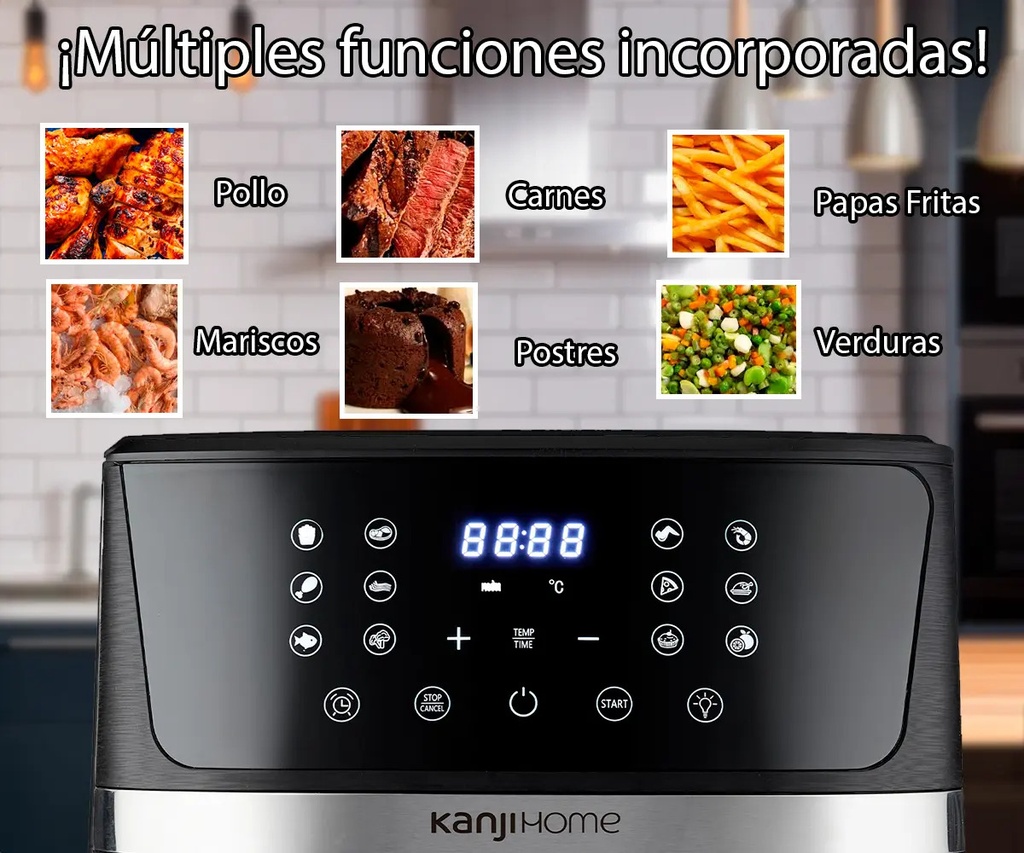 Freidora De Aire Kanji 8 Litros Kjh-1700dc 1700w Negro