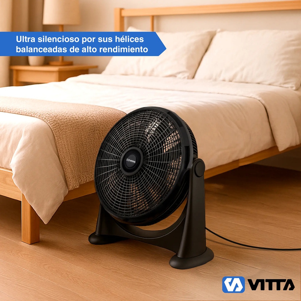 Ventilador Turbo 20 85w Vitta Potente - 5 Aspas Reclinable 50 Cm 50 Hz Negro Plástico 5