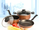 Batería De Cocina Set De Ollas + Sartén 3 Piezas Jovifel Color Dorado